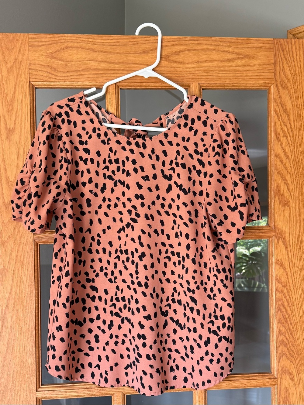 Papermoon Pink Leopard-Print Short Sleeve Blouse